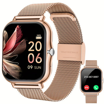 Smartwatch con Correa de Malla de Acero Inoxidable, Modos Deportivos Múltiples, Compatible con Sistemas iPhone y Android, La Mejor Elección para Regalo