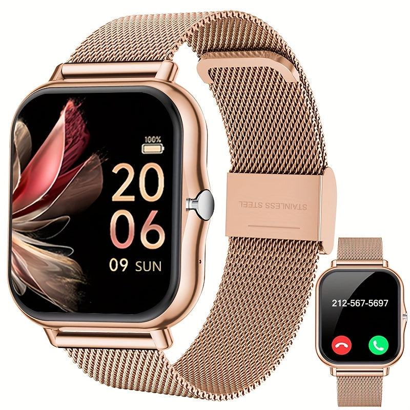 Smartwatch con Correa de Malla de Acero Inoxidable, Modos Deportivos Múltiples, Compatible con Sistemas iPhone y Android, La Mejor Elección para Regalo