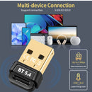 Adaptador sin varillas USB 5.4 Ultra Mini con Diseño de Gancho Colgante, Plug & Play para Win8.1-11 (Sin Controladores Requeridos), Compatible con Sistemas Win7, Soporta Hasta 7 Dispositivos Simultáneamente (Portátiles/Auriculares/Altavoces/Mouse/Tableta