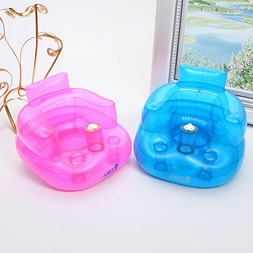 1pc Silla de Estudio Inflable Portátil con Bomba de Aire Incorporada, Diseño Ergonómico, Material Grueso y Duradero de PVC, Rosa y Azul, Multifunción para Baño, Camping, Piscina y Playa