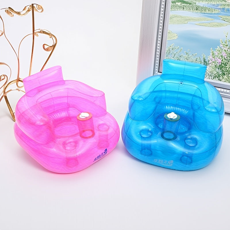 1pc Silla de Estudio Inflable Portátil con Bomba de Aire Incorporada, Diseño Ergonómico, Material Grueso y Duradero de PVC, Rosa y Azul, Multifunción para Baño, Camping, Piscina y Playa
