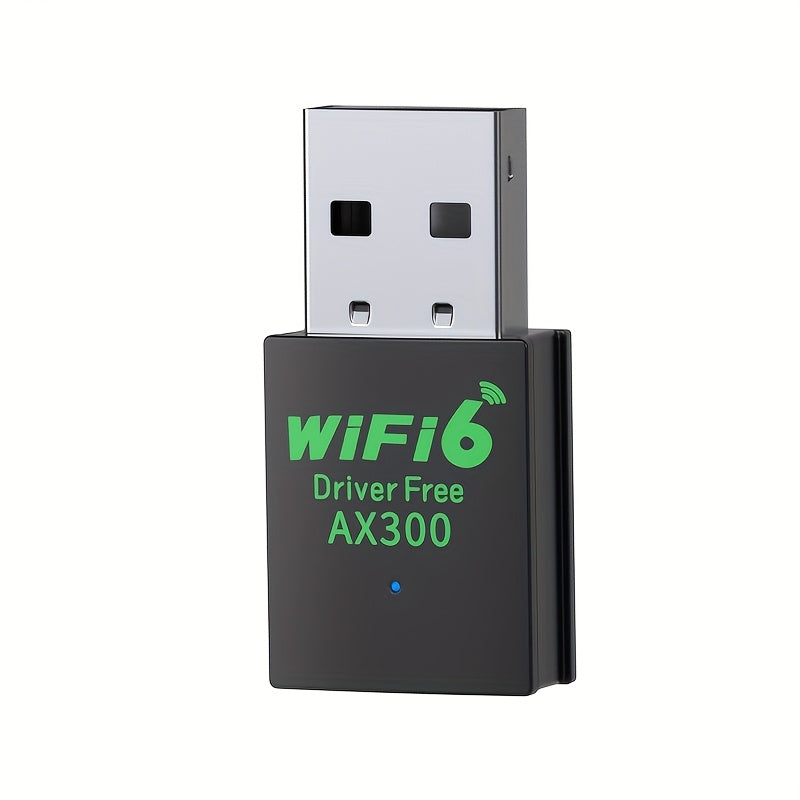 Tarjeta de Red Inalámbrica AX300 WiFi 6 para Escritorio - Adaptador Dual-Band 2.4GHz/5GHz de 300Mbps, Alimentación USB Plug & Play, Compatible con Google Chromebook, Diseño Compacto, Sin Controladores Necesarios, Conexión Rápida, Estable y Portátil, Idea