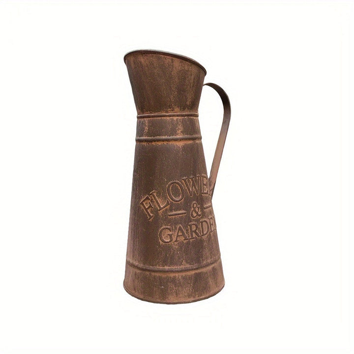 Jarrón de Hierro al Estilo Vintage con Diseño en Relieve - Ideal para Flores Secas, Decoración del Hogar y Jardín