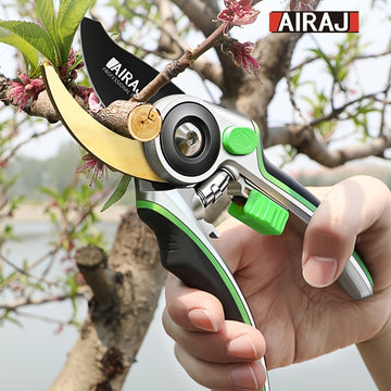 1 pieza de Tijeras de Podar Ergonómicas AIRAJ - Afiladas, Duraderas y Seguras para el Cuidado Sin Esfuerzo de las Plantas, No Requiere Montaje - Diseño y Verde con Mangos Cómodos - Perfecto para Todas las Estaciones - Regalo Ideal para Jardineros y Amant