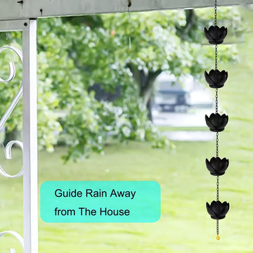 1pc Cadena de Lluvia Extra Larga de 51.2 Pulgadas - Elegante para Canaletas y Desagües, Decoración Exterior con Diseño Intrincado en Hojas, Material Resistente al Clima - Fácil Instalación con Eslabones, Ideal para Jardín y Patio