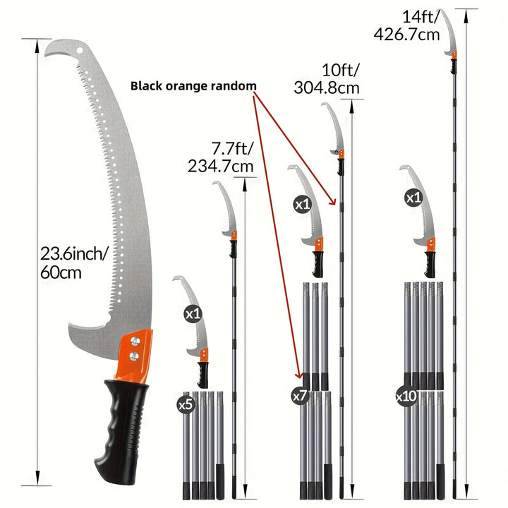 Sierra de Palo Manual, Alcance Extendido - Herramienta de Podar Resistente con Cuchillas Afiladas, Ligera y Robusta para Poda de Árboles, Ideal para Jardines, Céspedes y Patios, Mango Ergonómico, Material Antioxidante, Uso Exterior