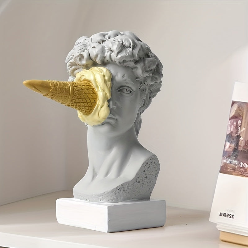 1pc, Escultura de David en helado amarillo, decoración de escritorio moderna y simple para dormitorio, sala de estar y entrada europea