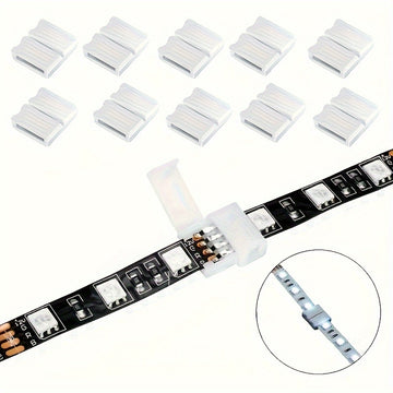 Conectores para tiras de luces LED metálicos, 6/10 piezas, extensión sin espacios de 4 pines RGB SMD 5050, sin soldadura ni electricidad, accesorios para iluminación en riel sin baterías