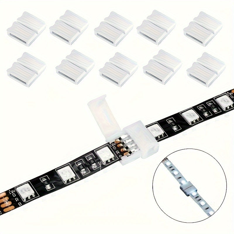 Conectores para tiras de luces LED metálicos, 6/10 piezas, extensión sin espacios de 4 pines RGB SMD 5050, sin soldadura ni electricidad, accesorios para iluminación en riel sin baterías