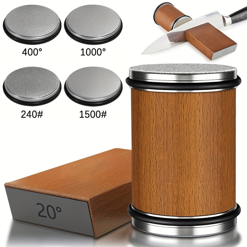 Afila Cuchillos de Diamante Profesional con Ángulo de 15° & 20° y Soporte Magnético - Afilador Manual Portátil para Cuchillos de Chef y Utilitarios, Diseño Compacto Duradero, No Necesita Batería - Regalo Perfecto de Navidad o Cumpleaños para Cocinas Case
