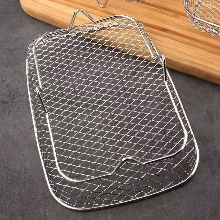 Conjunto de 3 piezas de Accesorios para Freidora de Aire de Acero Inoxidable 304, Rejilla para Microondas, Rejilla de Acero Inoxidable para Freidora de Aire Multifuncional Rectangular, Adecuada para la Mayoría de las Freidoras de Aire, Rejilla para Freid