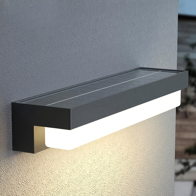 Luz solar exterior para pared, luz solar con sensor de movimiento desde el atardecer hasta el amanecer, tres modos de iluminación, luz exterior inalámbrica para porche, luz exterior para valla de jardín montada en pared (negro, conjunto de 2 o 1).
