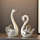 2 Piezas de Figuras de Cisne con Cristales - Decoración de Resina de Lujo para Sala, Soporte de TV, Uso Interior/Exterior - Regalo Elegante para Recién Casados