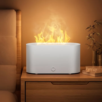 1pc Humidificador de llama simulada, diseño de humo en forma de llama simulada, utilizado en el dormitorio por la noche, aceite esencial se puede utilizar como difusor de aroma de aire, adecuado para el hogar, oficina, regalos, luces de ambiente