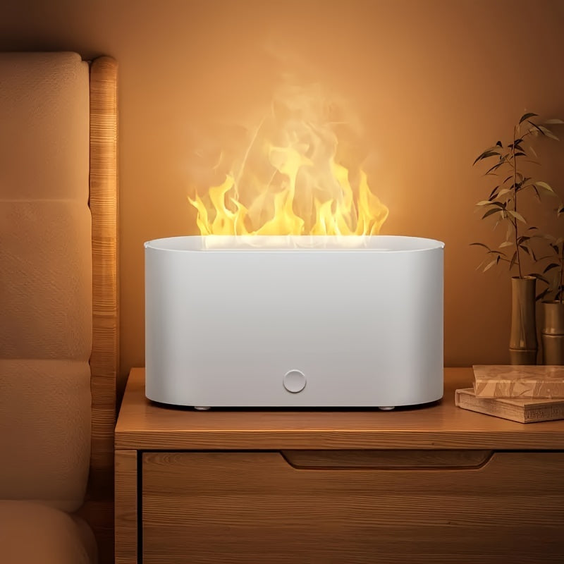 1pc Humidificador de llama simulada, diseño de humo en forma de llama simulada, utilizado en el dormitorio por la noche, aceite esencial se puede utilizar como difusor de aroma de aire, adecuado para el hogar, oficina, regalos, luces de ambiente