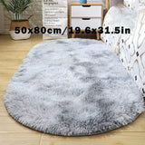 1 alfombra ovalada estilo bohemio con diseño tie-dye y cuadrícula, suave y esponjosa, 100% poliéster, base antideslizante, solo lavado a mano, moderna alfombra de área bohemia para dormitorio, sala de estar, oficina, decoración de hotel, accesorio de luj