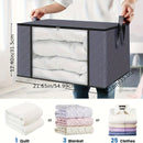 Juego de 3 Cajas de Almacenamiento Plegables de Gran Capacidad con Tapa Abatible y Asas, Contenedores Colapsibles Duraderos de Tela No Tejida para Armario, Dormitorio, Residencia Universitaria, Camping, Viaje - Recipientes Ahorradores de Espacio, Organiz