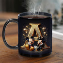 Taza de Cerámica de Disney Mickey y Minnie Mouse 1ud 11oz - Diseño Elegante con Letra Dorada A, Taza Duradera para Café, Té, Leche, Vino, Solo Lavado a Mano, Regalo de Cumpleaños para Fanáticos de Disney, Copa Disney