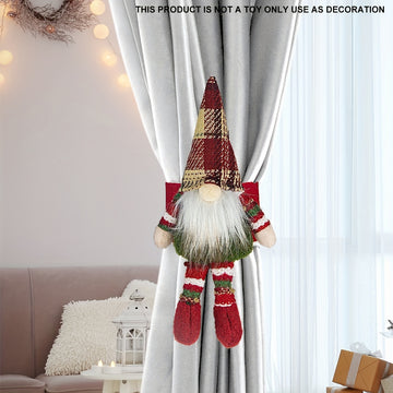 Decoración navideña de gnomo de tela vintage, paquete de 1, Tomte escandinavo a cuadros, muñeco de Papá Noel sin rostro hecho a mano, adorno festivo para las fiestas y el año nuevo para la decoración del hogar, sin electricidad, sin plumas.