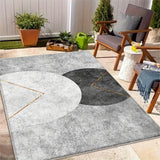 Siete Ciervos Alfombra de Exterior de Lujo de Veludo - 850g/m² Suave, Duradera y Lavable en Máquina, Alfombra Rectangular para Patio de Jardín con Patrones Geométricos para Patio, Balcón, Comedor al Aire Libre y Picnic - Disponible en Varios Tamaños, Dec