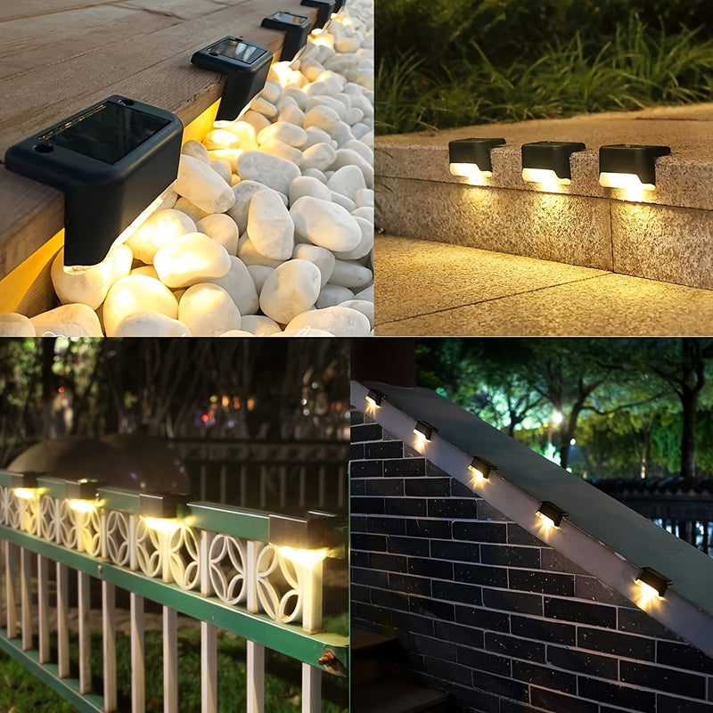 Paquete de 4 Luces Solares para Terraza, Luces Solares para Valla, Luces Exteriores IP44 para Patio, Luces Solares con Energía Solar, Luz Solar para Escalones al Aire Libre, Iluminación Solar para Vallas y Escaleras en Cercas, Pasos, Patios, Terrazas, Ja