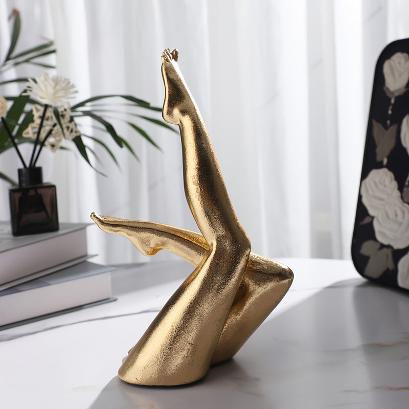 Escultura de Pierna Femenina de Arte Moderno Hecha a Mano - Diseño en Resina Dorada Lisa, Adorno Único para el Hogar para San Valentín, Acción de Gracias y Regalos del Día de la Madre