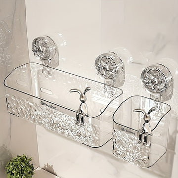 Organizador de Baño con Ventosa de Fácil Instalación - Cesta de Almacenamiento Montada en la Pared para Artículos de Aseo, Sin Necesidad de Taladrar, Decoración de Regalo para Navidad/Halloween