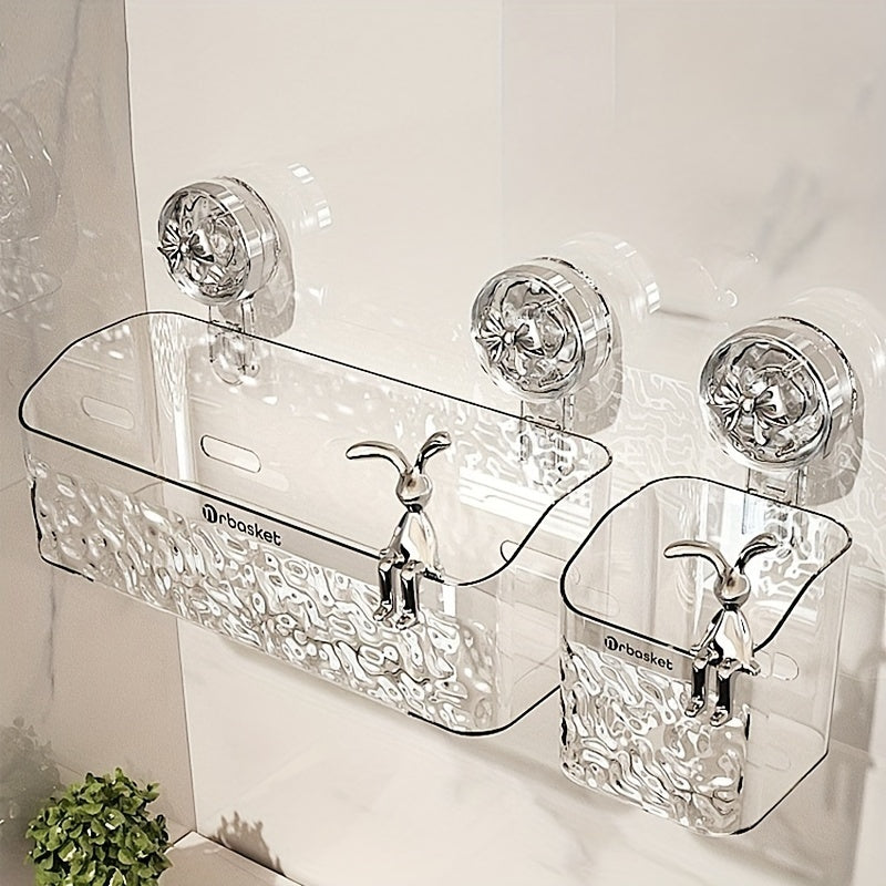 Organizador de Baño con Ventosa de Fácil Instalación - Cesta de Almacenamiento Montada en la Pared para Artículos de Aseo, Sin Necesidad de Taladrar, Decoración de Regalo para Navidad/Halloween