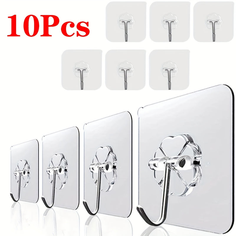 10 piezas de ganchos transparentes, ganchos de pared multiusos, potente ventosa, ganchos de pared para colgar en la cocina, baño, ganchos de utilidad