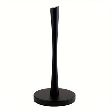 Soporte de Papel de Cocina de Acero Inoxidable - Elegante Soporte de Encimera con Almacenamiento de Película Adhesiva, Instalación Sin Taladro, Negro/Plateado