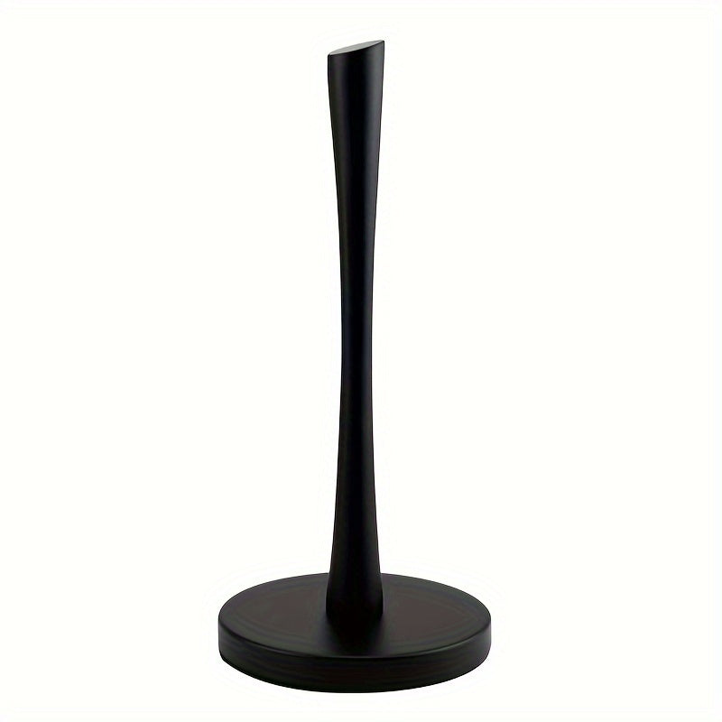 Soporte de Papel de Cocina de Acero Inoxidable - Elegante Soporte de Encimera con Almacenamiento de Película Adhesiva, Instalación Sin Taladro, Negro/Plateado