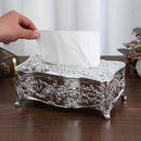 Elegante Soporte para Caja de Pañuelos de Estilo Europeo Plateado - Plástico Pulido, Accesorio Cuadrado para Baño para Hogar, Restaurante, KTV y Hotel