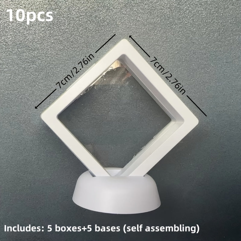 10 piezas Conjunto de caja de exhibición flotante de acrílico - Caja de almacenamiento de joyería suspendida de plástico claro con soportes, organizador versátil para pulseras, anillos, aretes, collares, cajas de joyería