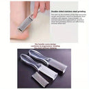 1 pieza de limpiador de pies de acero inoxidable manual - No necesita electricidad, diseño duradero y ergonómico para exfoliar la piel muerta, suaviza la textura ligeramente beige y los ángulos, herramienta de exfoliación de pies, estética moderna, acaba