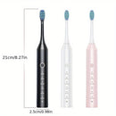 Cepillo eléctrico automático recargable para adultos, 6 modos de limpieza, batería de polímero de litio, carga USB, ≤36V, con cerdas suaves para limpieza profunda de dientes y hilo dental.
