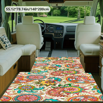 Impresión digital 2D plana con patrón tradicional, alfombra decorativa de estilo clásico, almohadilla interior para RV, alfombra para tienda, patio, entrada, camping, adecuada para camping al aire libre, senderismo, viajes en carretera, balcón, patio, cé