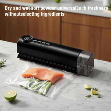 Selladora al vacío automática inalámbrica para uso doméstico. Integra bombeo y sellado, adecuada para todo tipo de alimentos, ofrece conservación eficiente de los alimentos en casa