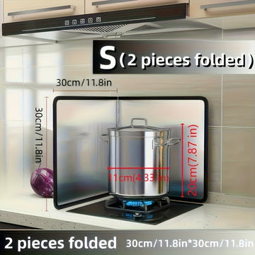 Un conjunto de protectores de salpicaduras para estufa plegable, resistentes al aceite, cocineros antiadherentes, resistentes al aceite, con borde de goma fácil de limpiar, para cocinar, protector de fregadero de cocina, estufa de gas, sartén, camping, a