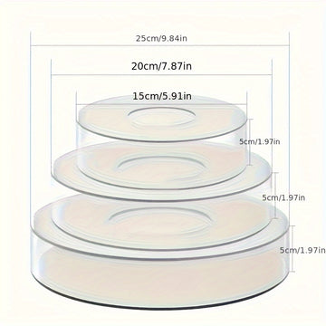 Soporte Redondo de Acrílico Transparente de 5.0 cm de Alto para Pastel, Boda DIY con Relleno Aleatorio y Soporte de Exhibición Combinado, Apilable, para Bodas, Cumpleaños, Decoraciones de Mesa, Suministros para Fiestas Sin Luz