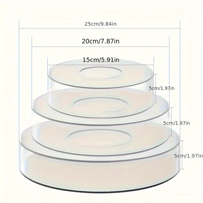 Soporte Redondo de Acrílico Transparente de 5.0 cm de Alto para Pastel, Boda DIY con Relleno Aleatorio y Soporte de Exhibición Combinado, Apilable, para Bodas, Cumpleaños, Decoraciones de Mesa, Suministros para Fiestas Sin Luz