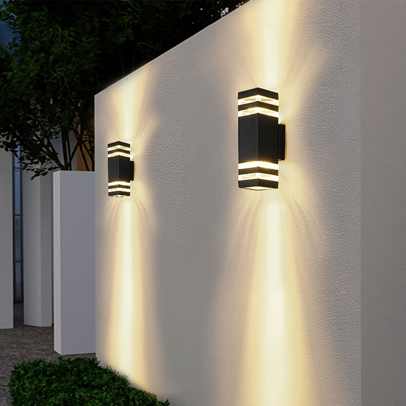 1/2 piezas de lámpara de pared para exterior con base E27 reemplazable, ideal para porche, puerta principal, jardín, balcón o escaleras (no incluye focos)
