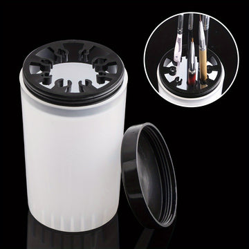 Vaso de Fregado Profesional para Uñas con Tapa - Organizador Hipoalergénico para Manicura en Salón y Hogar, Transparente - Construcción Duradera en Plástico - Sin Necesidad de Electricidad - Para Cepillos de Acrílico y Gel, Herramientas de Uñas - Almacen