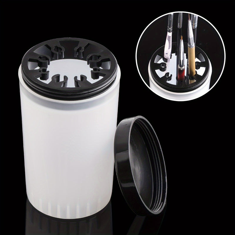 Vaso de Fregado Profesional para Uñas con Tapa - Organizador Hipoalergénico para Manicura en Salón y Hogar, Transparente - Construcción Duradera en Plástico - Sin Necesidad de Electricidad - Para Cepillos de Acrílico y Gel, Herramientas de Uñas - Almacen