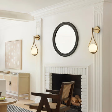 Aplique de Pared Estilo Medio Siglo con Acabado en Latón Antiguo - Diseño Elegante de Lágrima para Dormitorio, Baño, Sala de Estar o Pasillo - Base E27 (Bombilla No Incluida), Iluminación para Dormitorio | Iluminación Sofisticada | Construcción Metálica,