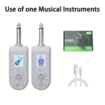 Sistema de Transmisión Inalámbrica para Instrumentos, Aproximadamente 8 Horas de Uso, Conexión Uno a Uno y Dos a Dos, Ideal para Guitarra Eléctrica, Sintetizador, Bajo y Otros Instrumentos Electrónicos, Diseño Elegante del Transmisor, Audio de Alta Calid