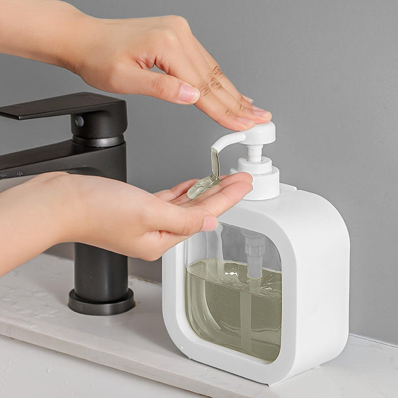 Dispensador de Jabón de Plástico Transparente de 1 Pieza - Tipo de Presión, Botella Recargable para Loción y Champú para la Organización del Baño