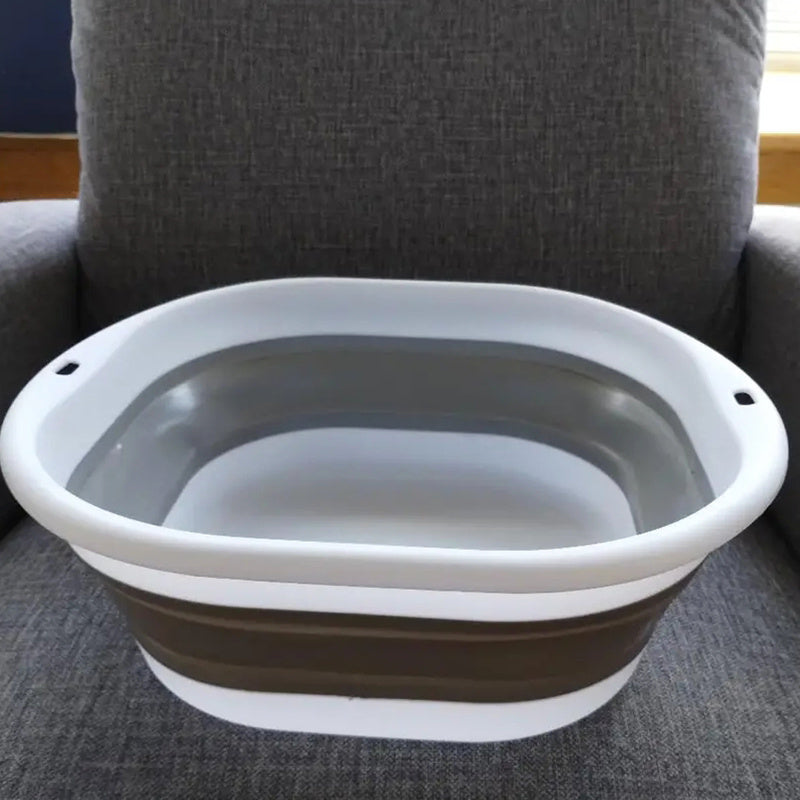 Fregadero plegable, ahorrador de espacio, resistente al plástico, lavabo plegable portátil, adecuado para el hogar, dormitorio, camping, estilo moderno, forma ovalada, uso versátil.