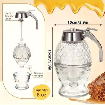 Dispensador de miel con base, ideal para jarabes, salsas y condimentos, multifuncional para cocina, apto para aceite de oliva, chocolate y leche condensada