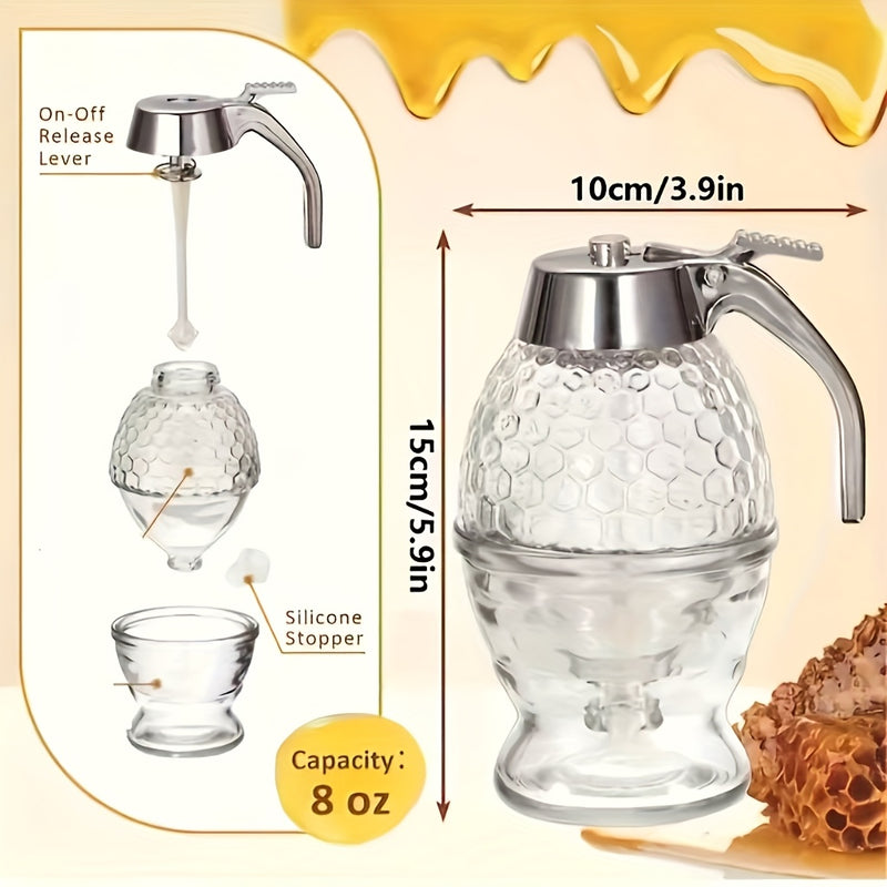 Dispensador de miel con base, ideal para jarabes, salsas y condimentos, multifuncional para cocina, apto para aceite de oliva, chocolate y leche condensada