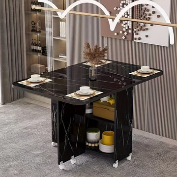 1pc Mesa de Comedor Plegable Cuadrada 100cm x 50cm x 77cm & Escritorio Móvil - Diseño Minimalista Moderno con 6 Ruedas, Mesa Retráctil para Ahorrar Espacio en Cocina, Comedor, Oficina en Casa - Construcción de Madera de Pino Sólido, Muebles de Oficina Du